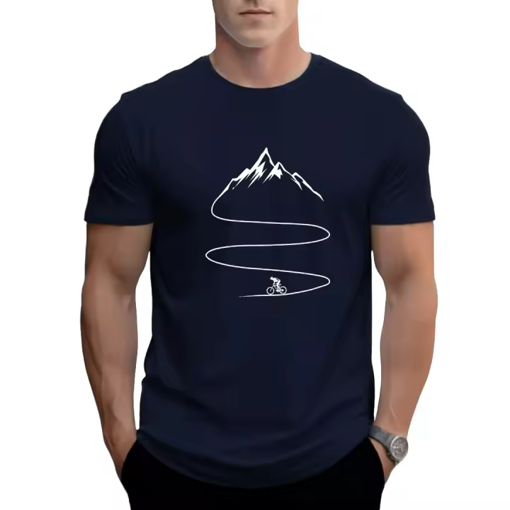 Camiseta Hombre 100% Algodón 210g Montaña Bicicleta |   Cómoda lavable y transpirable |   Camiseta Casual Ruta Ciclista Estampada - 1