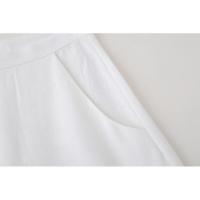 BUNO-Falda blanca elegante con bordado Floral negro, falda de verano para mujer, falda larga holgada con bolsillos de cintura alta - details 5