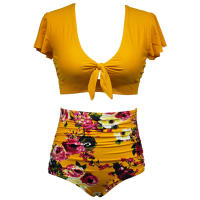 Bikini triangular de cintura alta fat mm plus fat plus size bañador mujer dividido - details 8