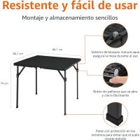 Mesa de Camping Plegable Cuadrada con Asa Ligera, Portátil, Adecuada para Interiores y Exteriores, 86.1 x 86.1 x 74 cm - details 1