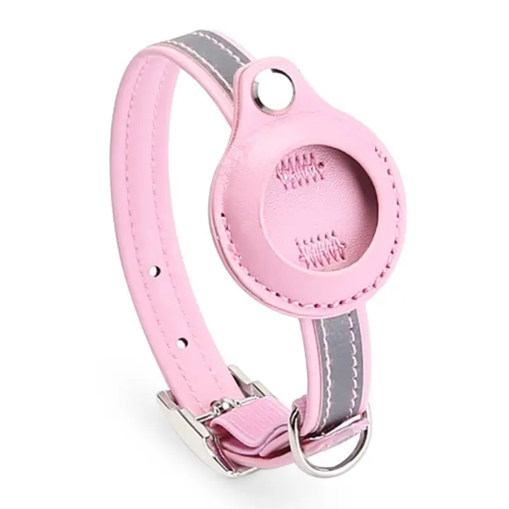 Collar rastreador de ubicación de mascotas ajustable con tira reflectante, cubierta antipérdida para rastreador de mascotas, cubierta protectora de cuero PU para rastreador de gatos - 1