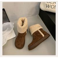 Botas de mujer de punta redonda de felpa,tacón alto,elegantes,invierno - details 34