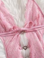 Body de Encaje Verde Esmeralda con Detalles Recortados y Bordes Festoneados – Body Sensual para Mujer, Mezcla Suave de Poliéster, Lavado a Mano, Ropa Romántica |   Diseño Elegante en Encaje con Bordados Festoneados - details 1