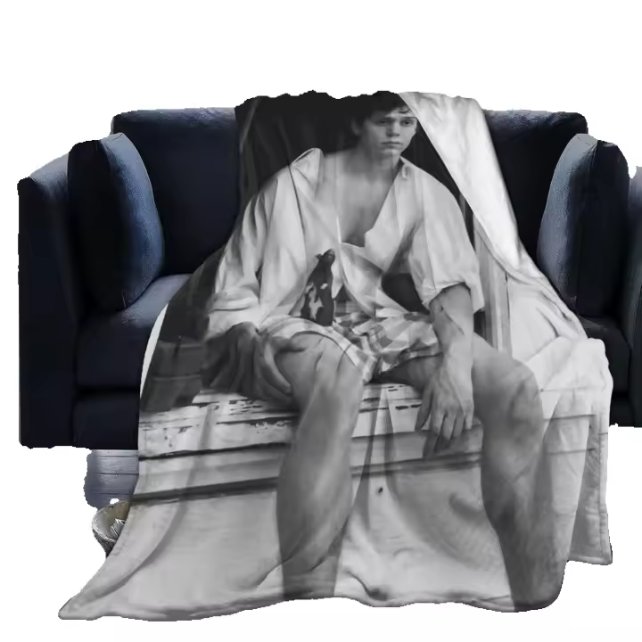 Evan Peters-manta de lana de microfibra, ligera, súper suave, acogedora, de lujo, para cama, S590 - 1
