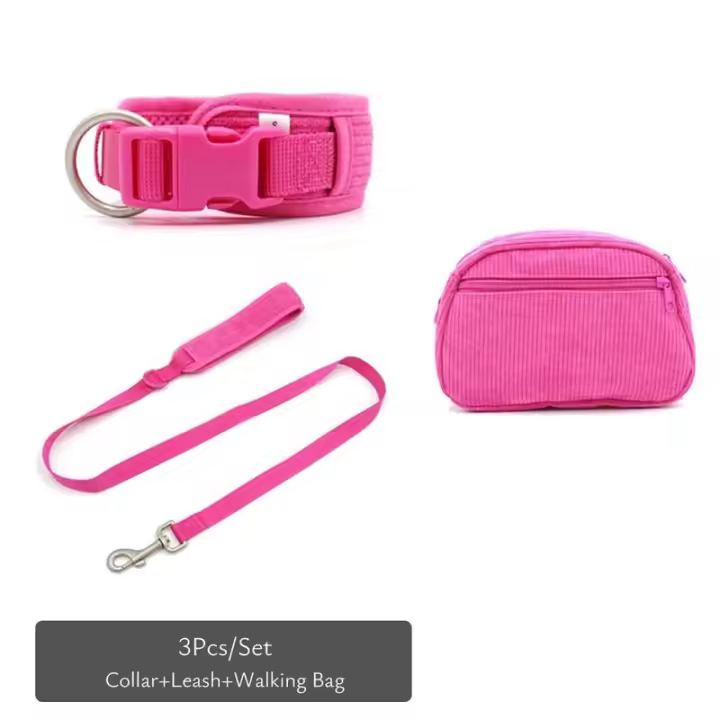 Collares personalizados mascotas Collar Rosa suave Perros con nombre, arnés reflectante sin TIAR Perros, Correa, juego de - 1