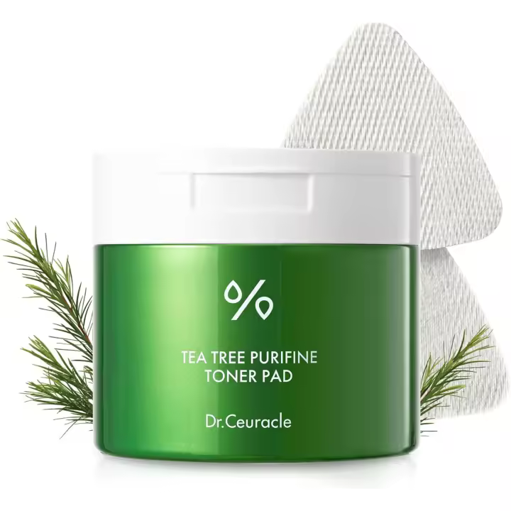 Dr.Ceuracle Tea Tree Purifine Toner Pad - Cuidado de la piel coreano, exfoliante suave y cuidado de los poros, almohadillas faciales de doble textura con PHA, - 1