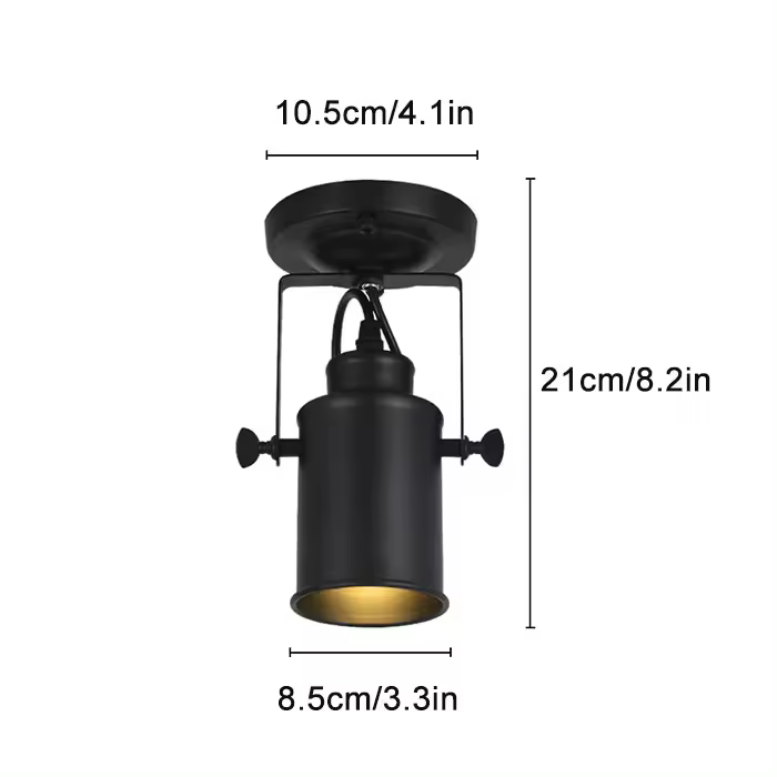 Foco de hierro forjado negro Vintage, lámpara de acento E27, ajustable en pared o techo montaje empotrado, iluminación para Loft, cafetería, Bar, tienda - 1