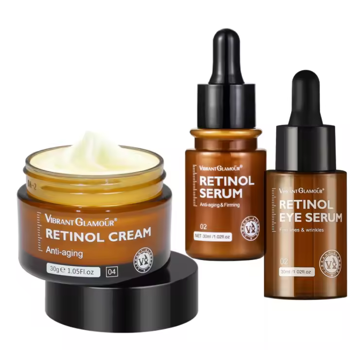 Conjunto de productos para el cuidado de la piel Facial, Retinol y vitamina C, crema Facial, suero para ojos, esencia para la cara, Reduce las ojeras, antienvejecimiento, nutre la piel - 1