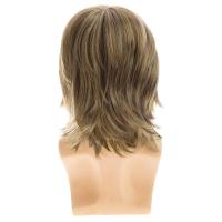 Pelucas sintéticas de longitud media para Cosplay para hombres, peluca de cola de lobo, pelucas de cabeza de salmonete Hippie para hombre, pelo largo marrón realista Natural para fiesta - details 4