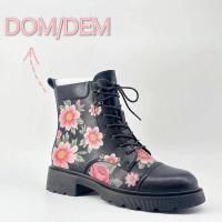 Botas de pierna pequeñas informales de diseñador para mujer con cómodas correas con estampado de rosas, invierno de goma antideslizante, ligeras para otoño y - details 0