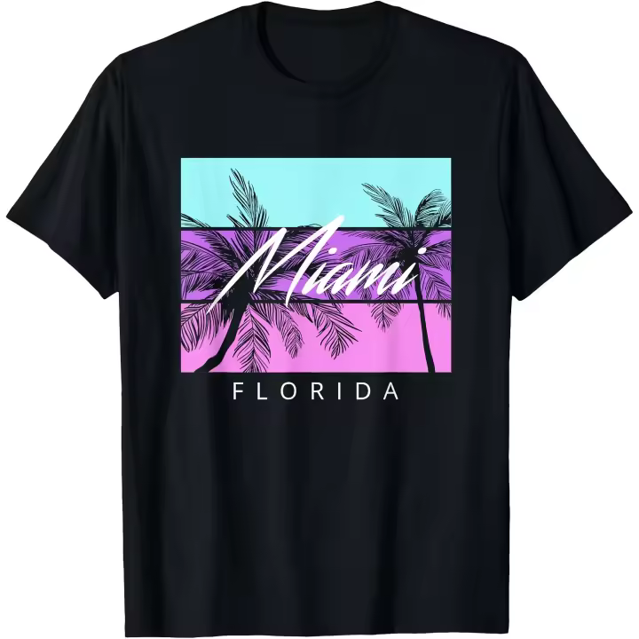 Camiseta Vintage de los años 80 para hombre, camiseta Vaporwave South Beach Florida, recuerdo de Miami - 1
