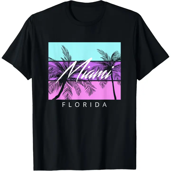 Camiseta Vintage de los años 80 para hombre, camiseta Vaporwave South Beach Florida, recuerdo de Miami - 1