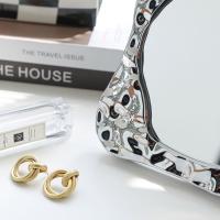 Espejo de maquillaje Princess Ins, espejo de tocador con patrón de onda Irregular con soporte, espejo cosmético, espejo ondulado de agua para escritorio - details 8