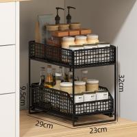 Estante de Almacenamiento de Cocina de 2 Niveles, Mueble Deslizante Multiusos para Electrodomésticos, Organizador de Baño con Cajones, Ahorro de Espacio - details 4