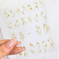 Pegatinas de Uñas de Metal 3D Plateado Diseño de Líneas de Bronceado Dorado - details 5