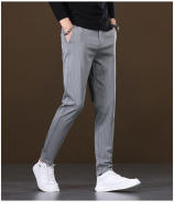 Pantalones de pie pequeño ajustados occidentales informales a rayas de primavera y otoño para hombre - details 0