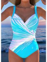Traje de baño sexy 2025 con corte cruzado, hilo plisado y ribete, bikini de una pieza. - details 1