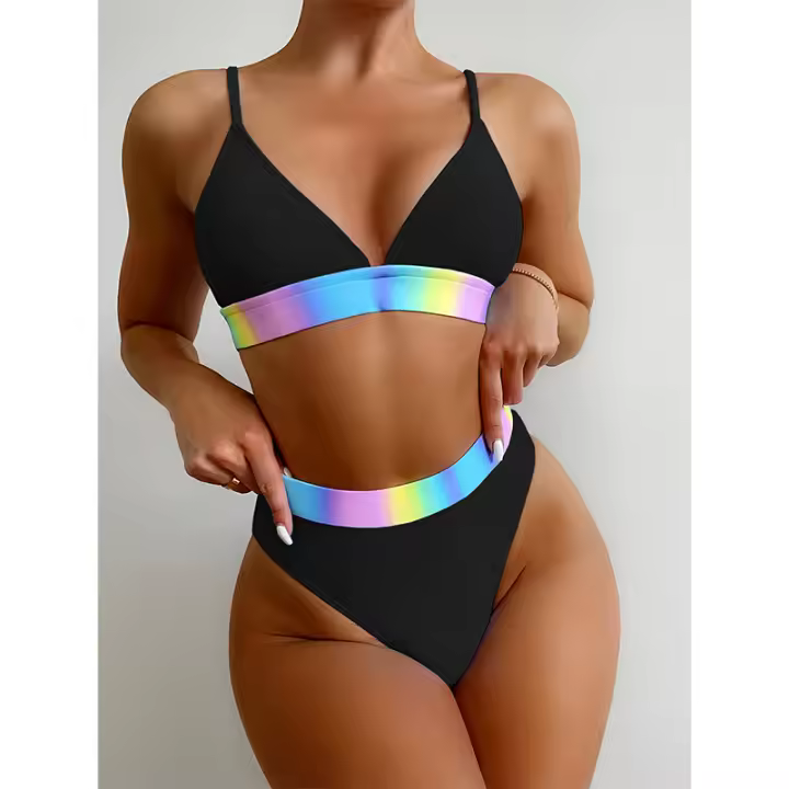 Conjunto de Bikini Floral de Cintura Alta Moda de Playa para Mujeres 2025 - 1