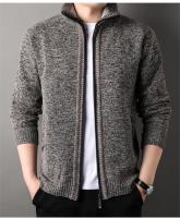 Suéter de punto con cuello levantado para hombre, cárdigan para temporada de otoño e invierno, chaqueta ajustada de color sólido - details 16