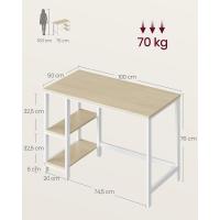 Escritorio con 2 Estantes a la Izquierda o a la Derecha, Mesa de Trabajo, para Salón Oficina, Estructura de Acero, Industrial, Marrón Rústico y Negro Tinta LWD47X - details 11