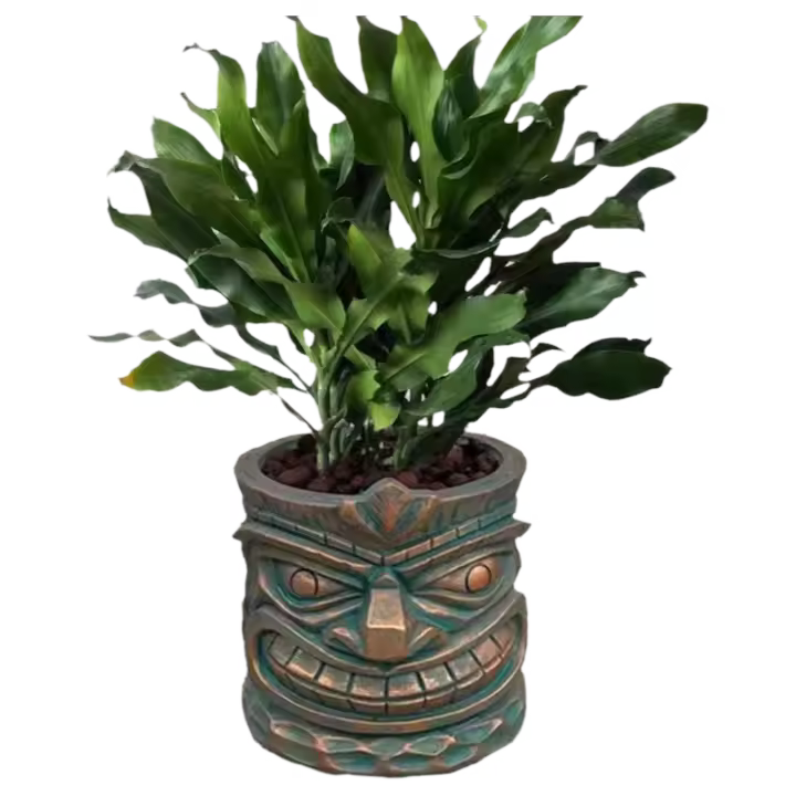 Vaso De Resina Decorativo Con Boca Grande Estilo Totem Divertido Origen China Ornamento De Flor Para Jardín Y Patio - 1
