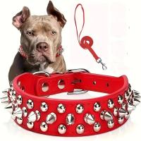 Juego de Collar y correa para perro con pinchos, Collar de perro de cuero con remaches, Collar ajustable para caminar al aire libre - details 8