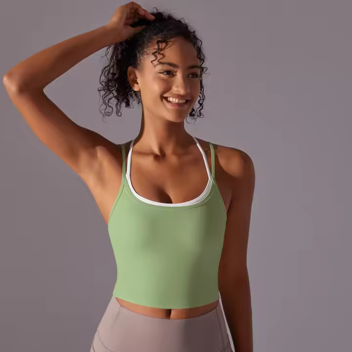 Ropa interior deportiva de realce para mujer, sujetador de Yoga para Fitness, gimnasio, entrenamiento, correr, camiseta sin mang - 1