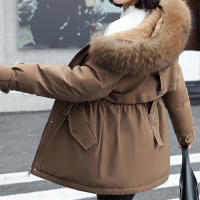 Parka cálida de invierno, abrigo de algodón polar con capucha de piel y bolsillos para clima frío al aire libre - details 1