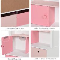 Estante de Libros para Niños con 4 Compartimentos Puerta y Cajones Extraíbles con Ruedas - details 5