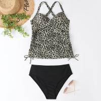 Traje de Baño de Dos Piezas con Estampado de Hoja Tankini de Verano Sexy para Mujeres Retráctil - details 2
