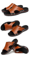Nuevas sandalias de verano para hombre, zapatillas de playa de verano, sandalias de cuero genuino, zapatillas planas informales transpirables con agujeros - details 16
