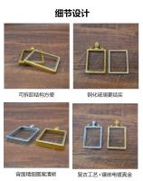 Colgante de caja thangka de plata pura de doble cara, cuadrado, tamaño de ventana, 5x4cm, con incrustaciones de protección de color oro real galvanizado - details 5