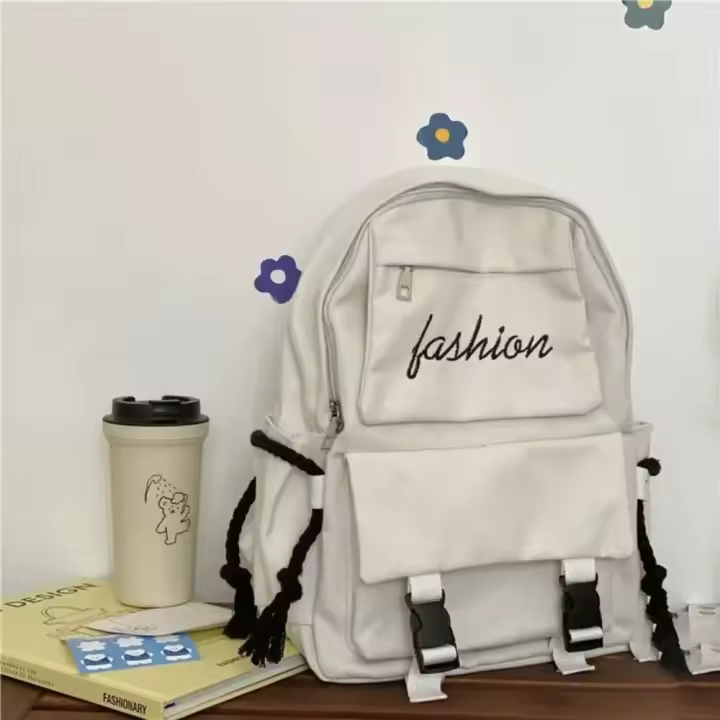 Mochila nvas grande para hombres y mujeres, cuello sual de color sólido, bolso de hombro escolar Vie, versión coreana - 1