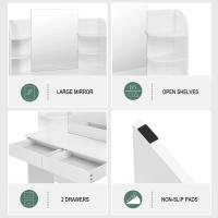 Mueble Tocador Moderno Blanco Espejo con Luz Regulable Mesa de Maquillaje con Taburete de Altura Ajustable 108x40 cm Diseño de Cajones y Estantes - details 12