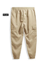 Pantalones de hombre de talla grande para las cuatro estaciones con múltiples bolsillos, diseñados en tejido de sarga, ideales para salidas informales. - details 16