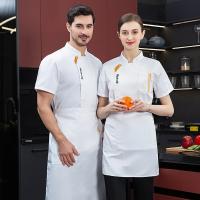 Chaqueta de Chef negra, uniforme de chef de manga corta, abrigo de cocinero, camiseta de Chef, uniforme de trabajo de panadero, camarero, restaurante, ropa de Hotel, logotipo para mujer - details 10