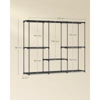 Armario de Ropa, Perchero, Burro Ropa, 124 x 43 x 182 cm, 2 Secciones para Colgar, con Compartimentos, Gran Capacidad, para Dormitorio, Salón, Lavandería, Topo RYG026R02 - details 14