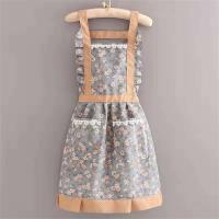 Lindo vestido de sirvienta japonesa con cintura cocina hogar restaurante ropa de trabajo para mujeres monos de café delantal - details 3