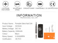 Máquina perforadora de uñas eléctrica KADS 35000PRM portátil profesional recargable sin brocha herramientas de manicura para uñas normales con batería - details 1