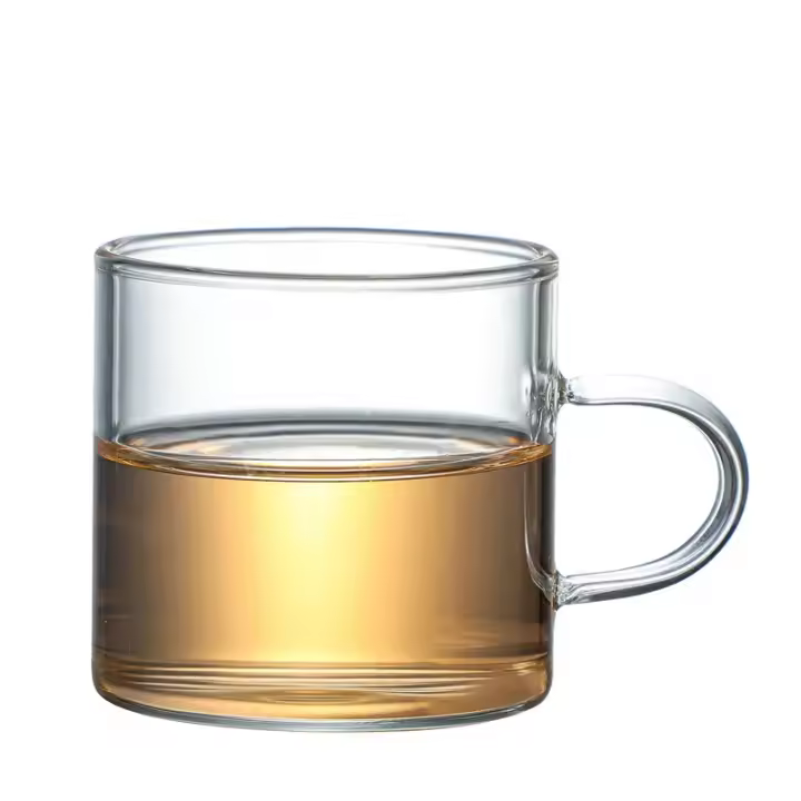 Taza de Agua de Vidrio Transparente con Asa Ideal para Té, Leche, Café, Cerveza, Jugo, Bebidas - 1