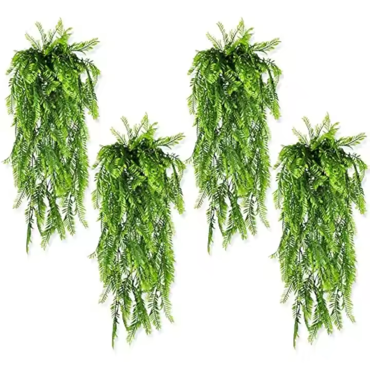 8 Piezas Plantas Artificiales Colgantes Enredadera Planta Artificial Colgante, Planta Artificial Exterior Decorativas Plantas Colgantes Plástico Planta de Helechos Decoración Pared Terraza Jardín - 1