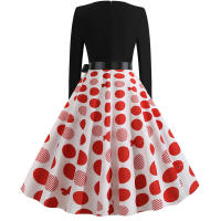 Women plaid print long sleeve vintage a line party dress v neck - details 27