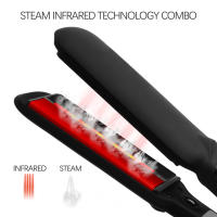 Liso Radiador de Cabello de Vapor Profesional Placa Ancha Estilo Cerámico Tourmalina - details 2