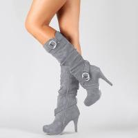 Botas de Mid-calf de Gamuza con Tornillo Tacón Alto, Punta Redonda, Talla Grande, Estilo Estilo - details 0