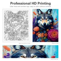 Pintura por números RUOPOTY 40x50cm Marco DIY para adultos Lobo y flores Kits principiantes Dibujo acrílico Artesanías para el hogar Material de lona Estilo abstracto - details 0