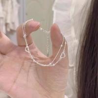 Pulsera de Plata Esterlina S925 Diseño de Corazón de Doble Amor para Mujer - details 4
