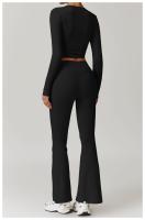 Conjunto deportivo de ocio para mujer, pantalones de pierna ancha de cintura alta, Top adelgazante de manga larga para Fitness, Otoño e Invierno - details 20