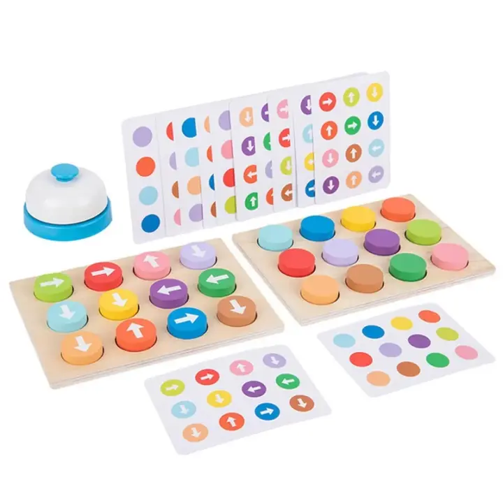 Juego de Tablero de Dirección de Color Montessori Juguete Educativo Interactivo de Madera para Padres e Hijos - 1