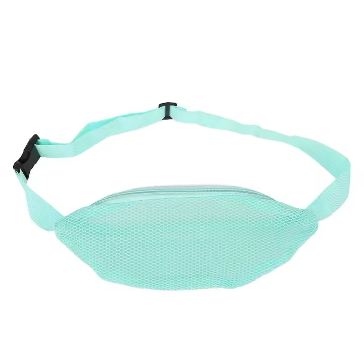 Riñonera de malla para playa, cinturón ajustable impermeable y transpirable, riñonera ligera portátil para deportes al aire libre para viajes, azul claro - 1