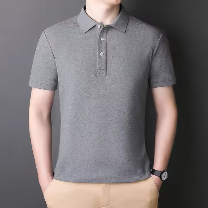 Tiktok POLO camisa de los hombres 2025 novedad de verano cuello sólido Casual algodón transpirable negocios camiseta de manga corta - 1